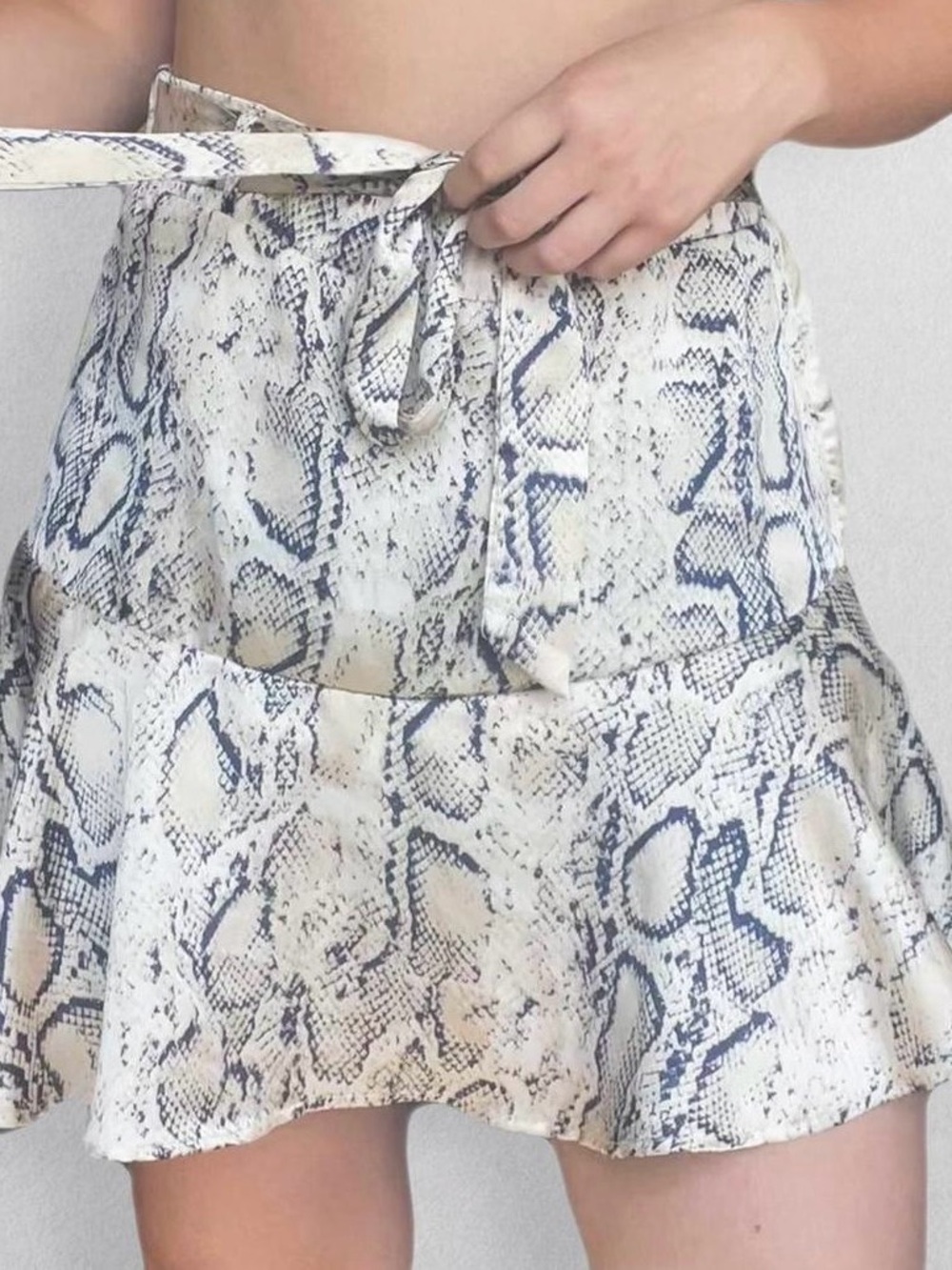 NWOT Altar’d State snake-print tie-waist mini skort. Size XS